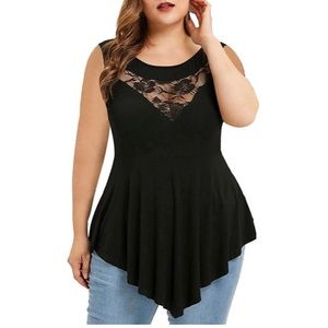 Cute & Sexy Asymmetrical lace black tank top!